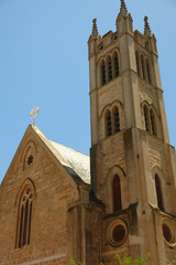 Fototapeta na wymiar church and gothic steeple