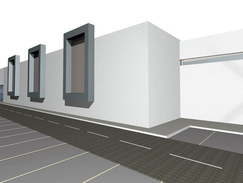 3D render of modern building exterior