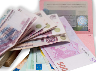 euro, passport, money,background