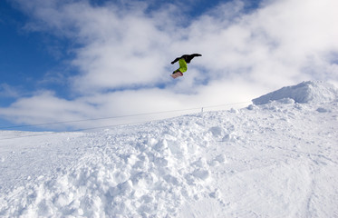 Snowboarder Rotating Mid-Air