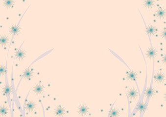 Blue and Orange Flowers on Pale Orange