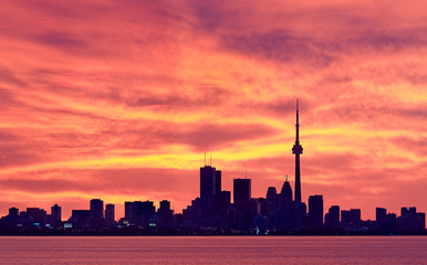 Toronto downtown skyline at twilight