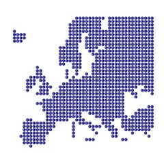Fototapeta na wymiar Europa-Karte aus blauen Punkten mit Euro-Symbol