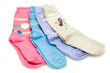 colored sock on white