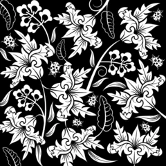 Printed kitchen splashbacks Flowers black and white Abstract flower pattern with ladybug, design, vector