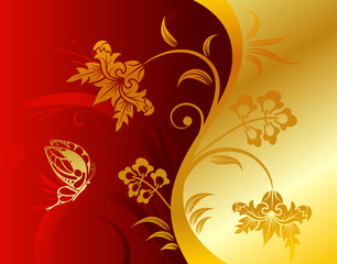 Flower background with butterfly, element for design, vector