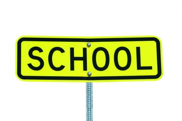 Isolated school sign on white
