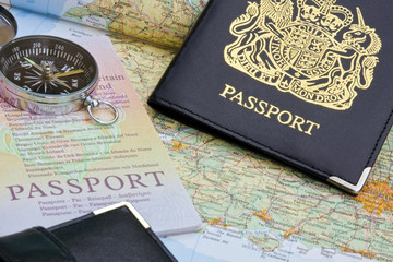 British passport and map