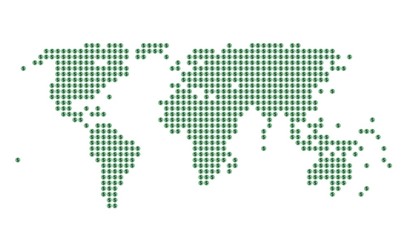 Fototapeta na wymiar Weltkarte aus Dollarzeichen