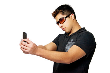 Adult looking at cell phone