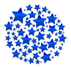 a blue circle comprised of stars