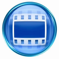 Film icon blue, isolated on white background