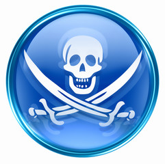 Pirate icon blue, isolated on white background.