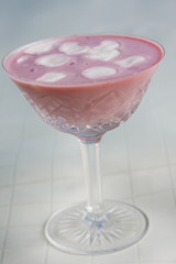 decorated strawberry mousse in glass