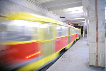 Fototapeta premium rapid tram in Volgograd