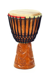 Carved African djembe drum