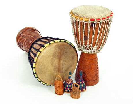 Djembe drums and caxixi shakers