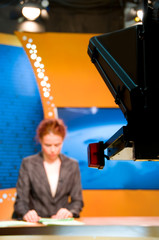 TV reporter in studio