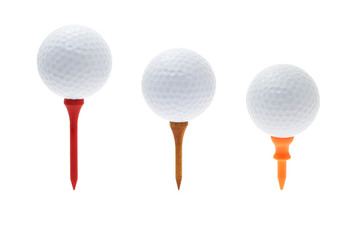 Golf balls on tees