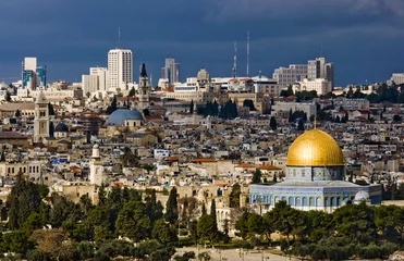 Fotobehang De heilige stad Jeruzalem vanuit Israël © Dejan Gileski