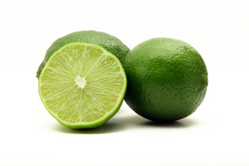 Limes isolated on white background