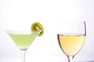 Wine glasse and martini glass