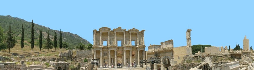 Fototapeta premium Antiquity greek city - Ephesus. Library. Panorama of six photo