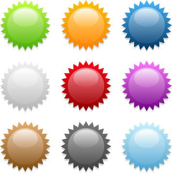 Set of various colored round sticker icons