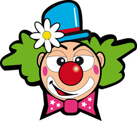 clown with flowers
