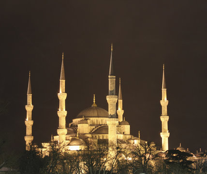 313 Blue Mosque at night in Istanbul Turkey