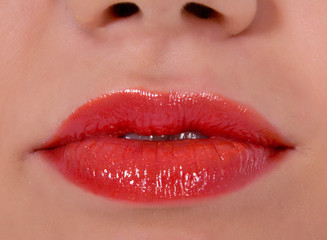 Obraz premium Glamour red gloss lips gesture