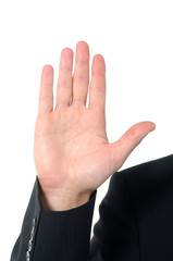 Male hand gesture isolated in white background