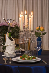 Romantic table for two served with salad