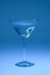Martini with lemon twist shifted blue