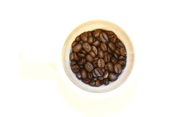 Mug of coffee beans