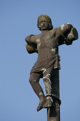 religious cross in a blue sky