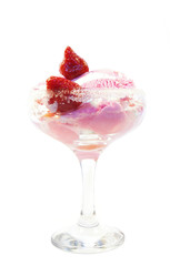 Ice-cream and strawberry in a glass
