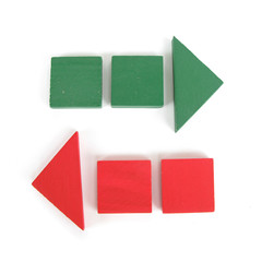 Wooden arrows red and green left right