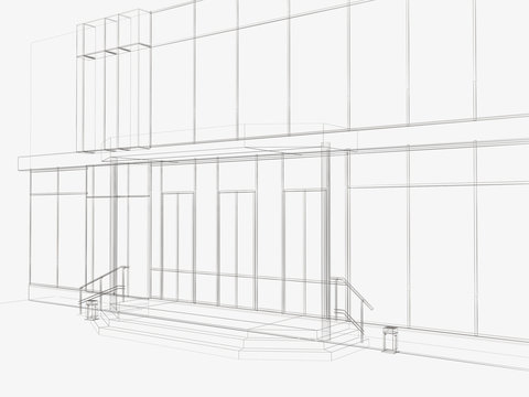 3d drawing of an entrance in shop
