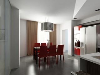 modern interior design (privat apartment 3d rendering)