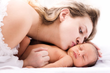 Fototapeta na wymiar Newborn and mother