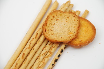 baked bread and sticks