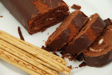 tasty chocolate roll cake