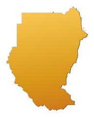 Obraz premium Sudan map filled with orange gradient. Mercator projection.