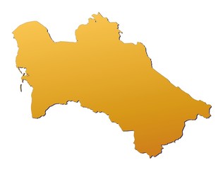 Fototapeta premium Turkmenistan map filled with orange gradient