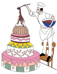 confectioner making cake