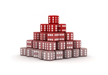 Naklejka premium Pyramid Of Dice With Only Sixes On All Side