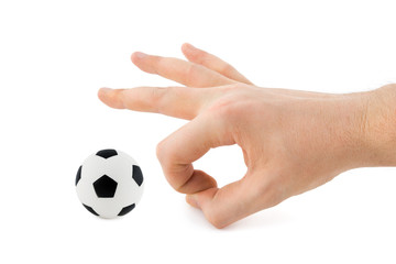 Fototapeta premium Hand and soccer ball