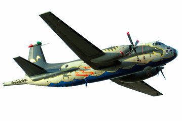 Military plane, white background