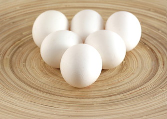 white eggs on plate